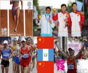 пазл Подиум атлетика мужчины 20 км пешком, Дин Чэнь (Китай), Эрик Barrondo (Гватемала) и Ван Чжэнь (Китай) - Лондон-2012-